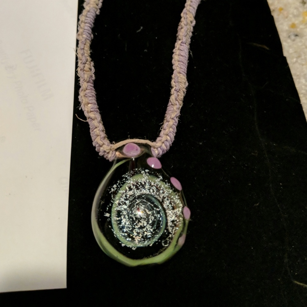 Glass Vortex bead hemp necklace